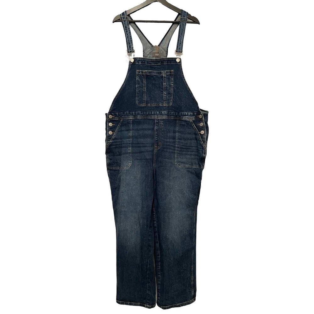 Torrid Womens Plus Size 18R Dark Wash Denim Overalls Stretch Straight Leg Bib